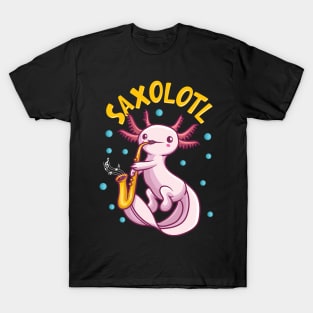 Saxolotl Sax Playing Axolotl Pun Walking Fish T-Shirt